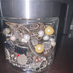 Mixed Silver-Tone Jewelry Jar